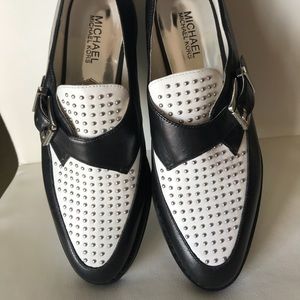Michael Kors White Black Leather Oxfords Loafers